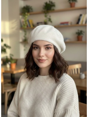 Derikem Fransız Tüylü Peluş Ressam Bere Kadın Şapka
