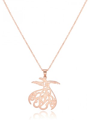 Mavili Gümüş Semazen Gümüş Kolye - Rose