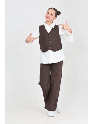 Modanino Kız Çocuk Taş Süslemeli 3'lü Jean Takım 5-15 Yaş 12495