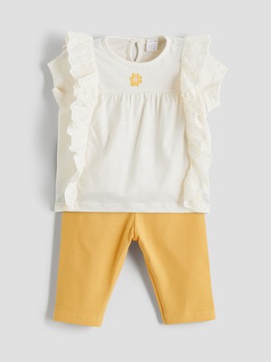 Lc Waikiki Yeni Sezon Çiçekli Kız Bebek Tişört ve Tayt 2'li