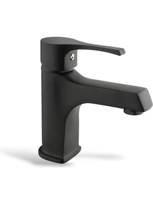 Sardıcı Simsiyah Lotus Sabit Lavabo Bataryası Aç - Kapa Lavabo Musluğu Çift Su Girişli 5 Yıl Garantili