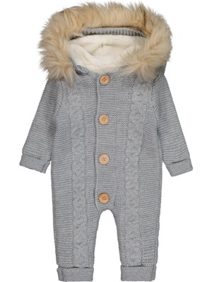 Beybek Kapşonlu 3-12 Ay Tulum - Gri 12-18 Ay