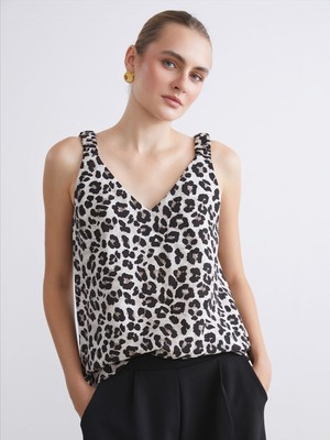 Lc Waikiki Yeni Sezon V Yaka Leopar Desenli Bluz