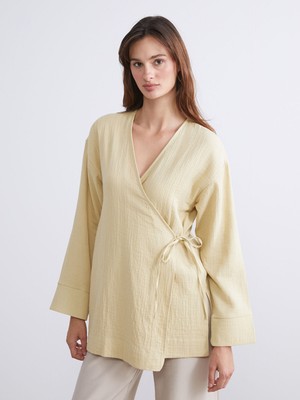 Lc Waikiki Yeni Sezon Kruvaze Yaka Dokulu Kadın Kimono