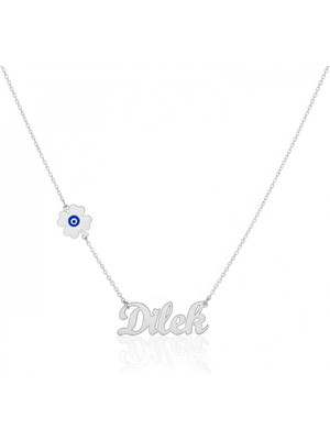 Mavili Gümüş Şanslı Isim Gümüş Kolye - Gümüş