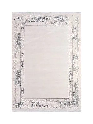 Aren Halı Engum Çerçeveli Krem Polyester Kaydırmaz Tabanlı Makine Halısı
