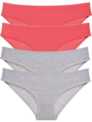 Çamaşır Kenti 4 Adet Süper Eko Set Likralı Kadın Slip Külot Fuşya Gri