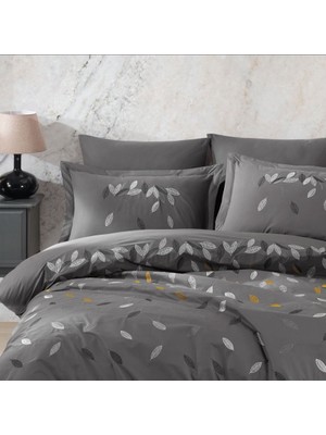 Çift Kişilik Poplin Premium Nakışlı Nevresim Lidia Gri