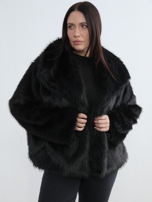 Soulife Büyük Beden Şal Yaka Kadın Kürk Mont