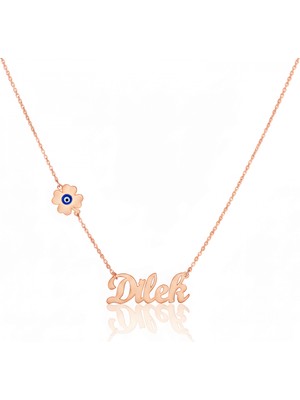 Mavili Gümüş Şanslı Isim Gümüş Kolye - Rose