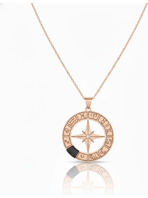 Mavili Gümüş Burç Gümüş Kolye - Rose