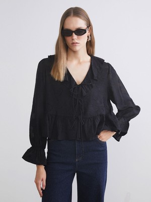 Lc Waikiki Yeni Sezon V Yaka Desenli Fırfırlı Bluz