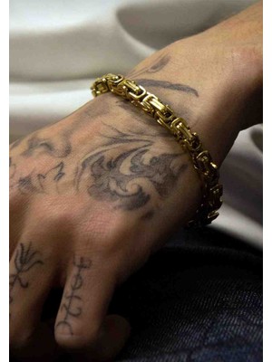 Güneş Takı Kral Zincir Modeli Altın Kaplama Çelik Bileklik