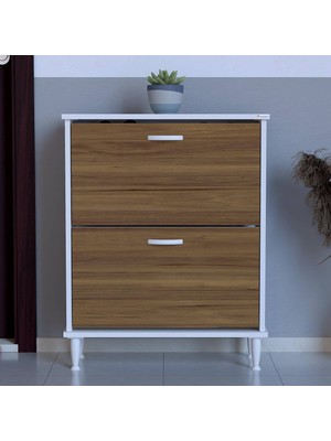 Dora Ayaklı Kapı Önü 72 x 90 x 26 Cm’ Lik 2 Düşer Kapak 4 Göz Bölmeli Ayakkabılık