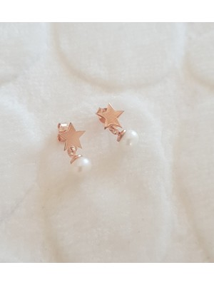 Canka Yıldız İnci Sallantılı Gümüş Küpe