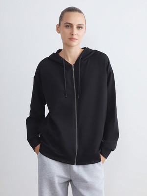 Lc Waikiki Yeni Sezon Kapüşonlu Oversize Kadın Fermuarlı Sweatshirt