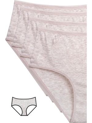 Çamaşır Kenti 4'lü Yeni Seri Renkli Yüksek Bel Fitilli Ribana Bato Külot Kahve