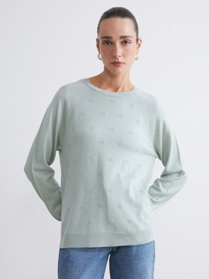 Lc Waikiki Yeni Sezon Bisiklet Yaka Çiçekli Kadın Triko Kazak