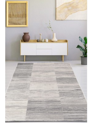 Konfor Halı Motto 4479 Gri Yumuşak Dokulu Salon Mutfak Koridor Oturma Odası Dokuma Makine Halısı