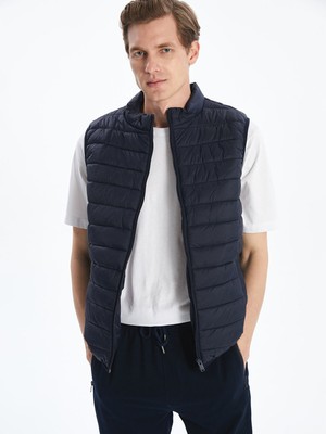 Lc Waikiki Dik Yaka Erkek Şişme Yelek Lacivert Standart Kalıp 2XL Orta Kalınlık