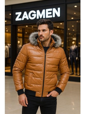 Zagmen Erkek Suni Deri Şişme Mont