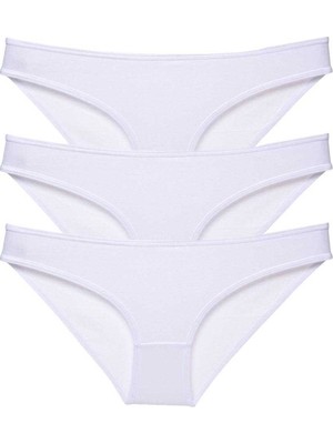 Çamaşır Kenti 3 Adet Süper Eko Set Likralı Kadın Slip Külot Beyaz