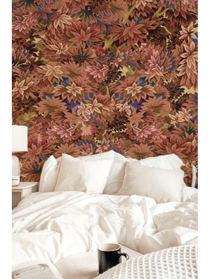 Arkhearts Floroma - Dokulu Goblen Desenli Yaprak Formlu Duvar Kağıdı (Kendinden Yapışkanlı)