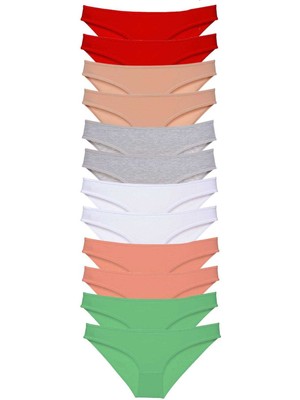 Marsilyan 12 Adet Süper Eko Set Likralı Kadın Slip Külot Set 4