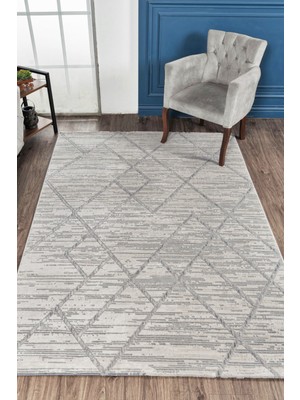 Konfor Halı Motto 4587 Gri Yumuşak Dokulu Salon Mutfak Koridor Oturma Odası Dokuma Makine Halısı