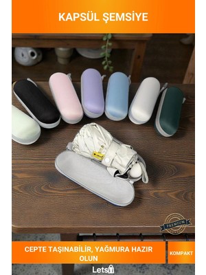 Letsii Kompakt 92 cm Açık Çap Kapsül Çantalı Güneş ve Yağmur Şemsiyesi