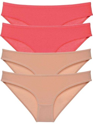 Çamaşır Kenti 4 Adet Süper Eko Set Likralı Kadın Slip Külot Fuşya Ten