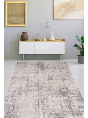 Konfor Halı Motto 4481 Gri Yumuşak Dokulu Salon Mutfak Koridor Oturma Odası Dokuma Makine Halısı