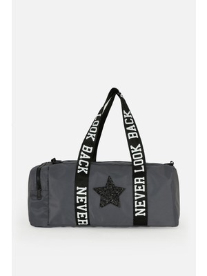 İcone Bag Kız Çocuk Yıldız Baskılı Spor Çanta, Desenli Spor Çanta, Fermuarlı Detaylı Çocuk Spor Çanta