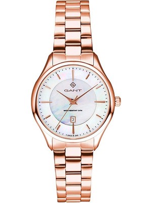 Gant Kadın Kol Saati Rose Gold Kordon Beyaz Kadran 33 mm Paslanmaz Çelik Mineral Cam 5 Atm
