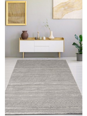 Konfor Halı Motto 4480 Gri Yumuşak Dokulu Salon Mutfak Koridor Oturma Odası Dokuma Makine Halısı