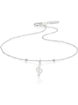 Mavili Gümüş Sol Anahtarı Gümüş Halhal - Gümüş