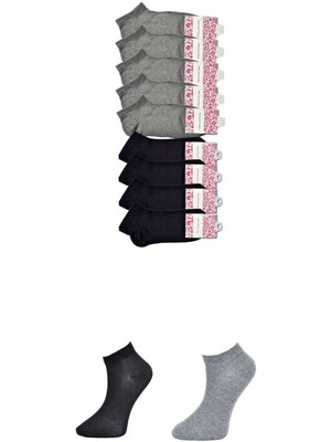 Çamaşır Kenti Siyah ve Gri Kadın Bilek Çorap 9 Çift