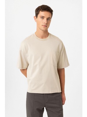 Antioch Bej Relaxed Basic Erkek T-Shirt