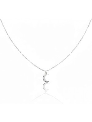 Mavili Gümüş Ay Gümüş Kolye - Gümüş