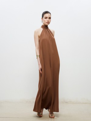 Soulife Halter Yaka Büzgülü Abiye Elbise