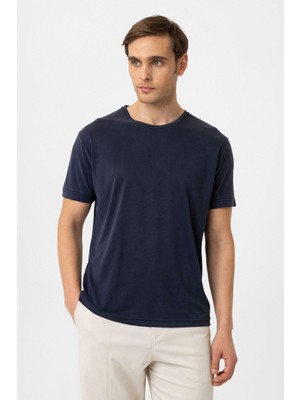 Antioch Lacivert Regular Fit Modal Teknik Kumaş Erkek T-Shirt