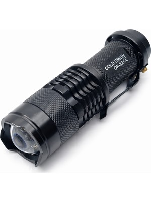 Goldorion Gold Orion Or-82 Şarj Edilebilir LED El Feneri | 10W | 14500 1300 Mah Pil | 3 Işık Modu