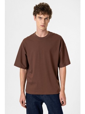 Antioch Kahve Crop Fit Erkek T-Shirt