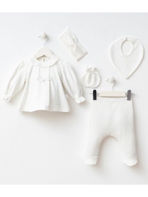 Cantoy Kız Bebek Dantel ve Bandana Detaylı 5'li Hastane Çıkış Zıbın Set