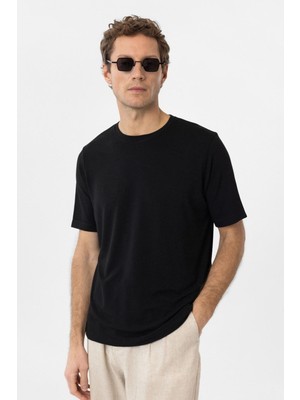 Antioch Siyah Regular Fit Basic Erkek T-Shirt
