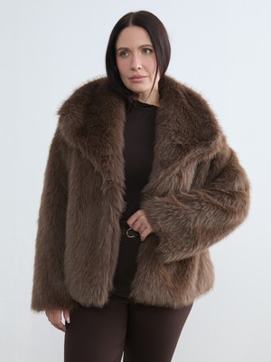 Soulife Büyük Beden Şal Yaka Kadın Kürk Mont