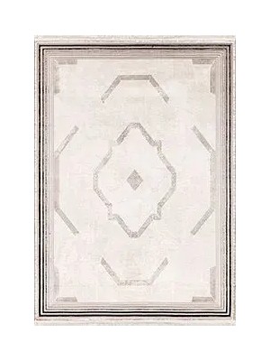 Aren Halı Haar Çerçeveli Krem Polyester Kaydırmaz Tabanlı Makine Halısı