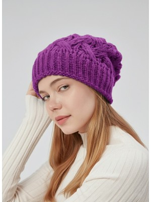 Derikem Şık Kadın Saç Örgü Astarlı Triko Bere