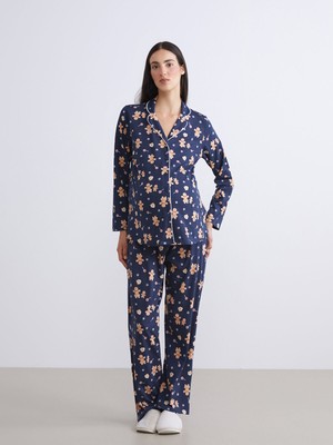 Lc Waikiki Yeni Sezon Gömlek Yaka Baskılı Hamile Pijama Takımı