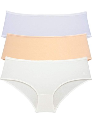 Çamaşır Kenti 3 Adet Kadın Yüksek Bel Bato Külot Beyaz Ten Krem